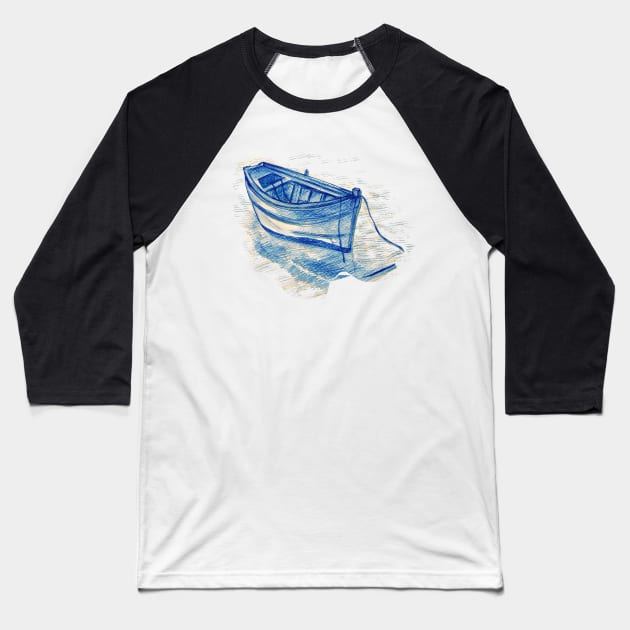 Getaway Boat Baseball T-Shirt by minniemorrisart